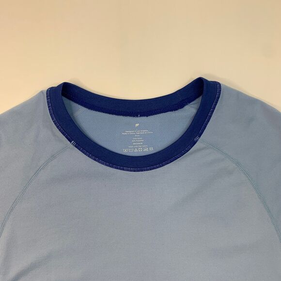 Fabletics Ringer T Shirt Mens L Large Blueberry Lightweight Athletic Nylon Blend - Picture 3 of 11